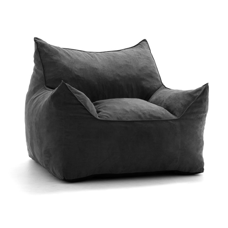 Imperial Black Plush Polyester Bean Bag Sofa with Removable Cover
