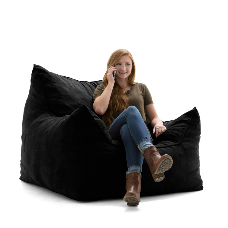 Imperial Black Plush Polyester Bean Bag Sofa with Removable Cover