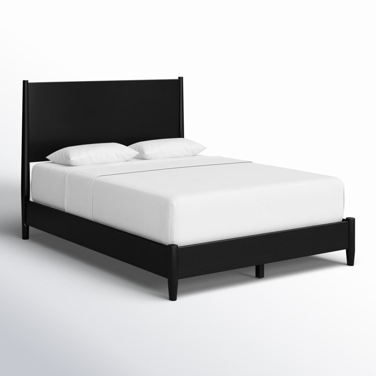 Full Black Mahogany Upholstered Platform Bed with Headboard