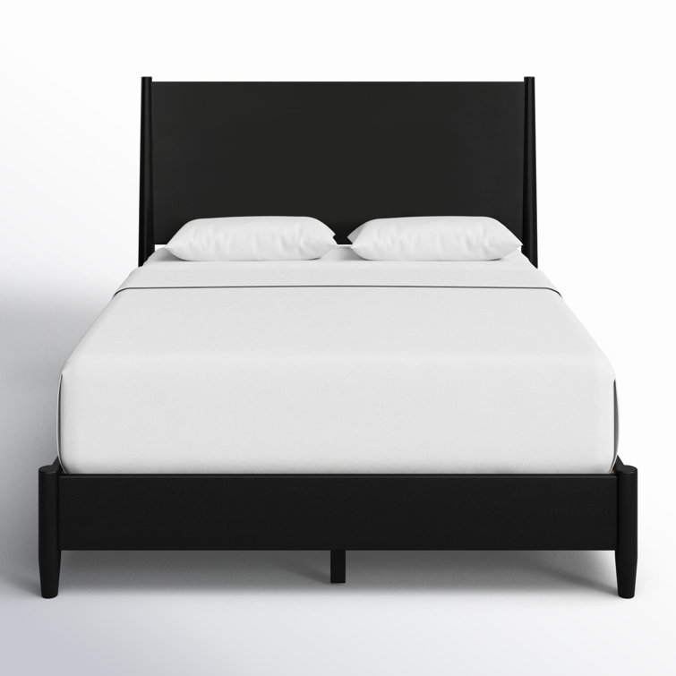 Full Black Mahogany Upholstered Platform Bed with Headboard