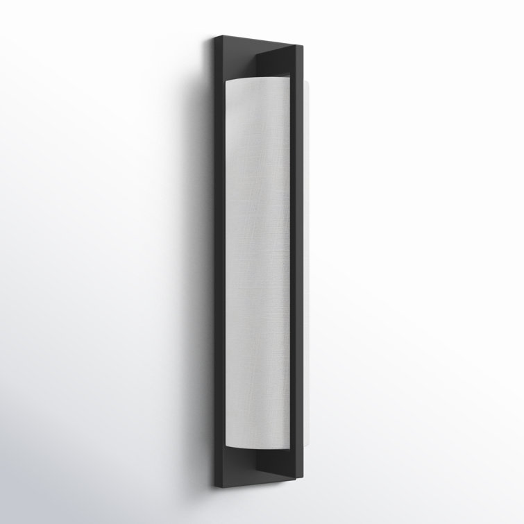 Matte Black and White Fabric 2-Light Dimmable Sconce