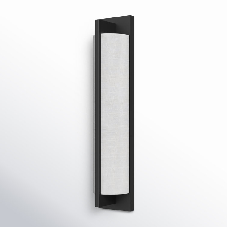Matte Black and White Fabric 2-Light Dimmable Sconce