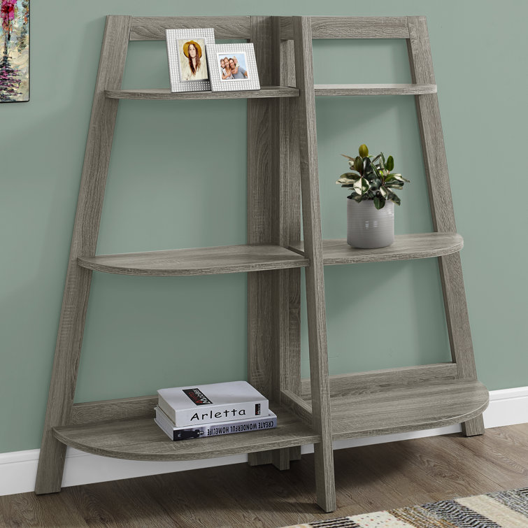 Dark Taupe Wood 3-Tier Contemporary Bookshelf
