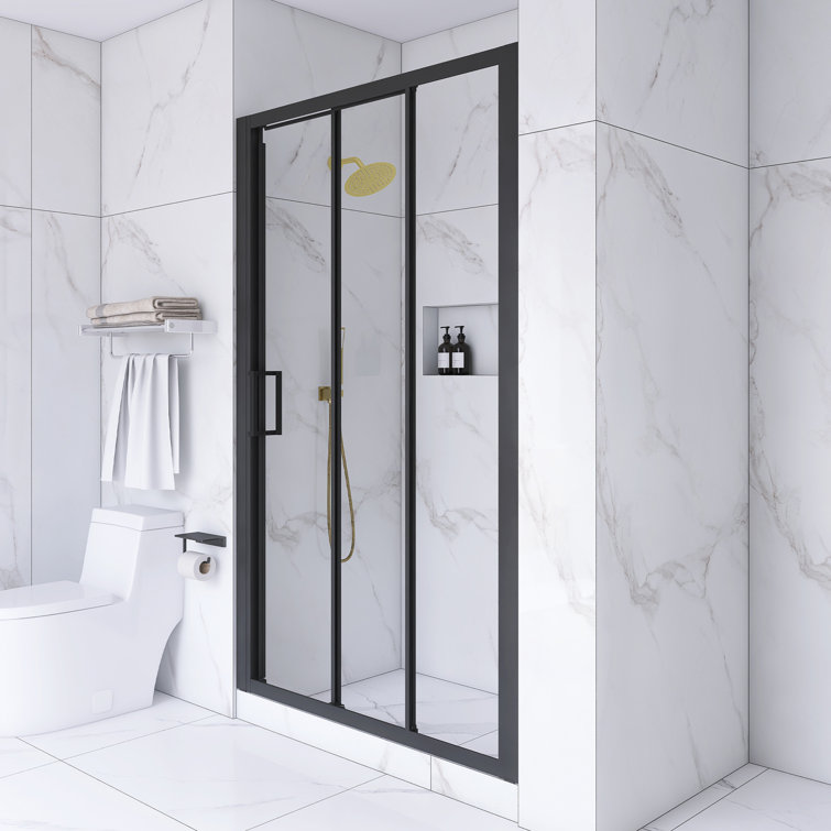 70" Matte Black Aluminum Semi-Frameless Sliding Shower Door