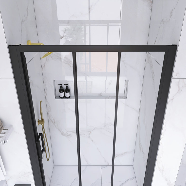 70" Matte Black Aluminum Semi-Frameless Sliding Shower Door