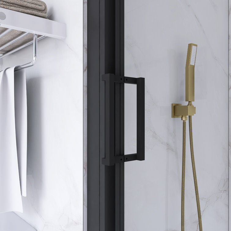70" Matte Black Aluminum Semi-Frameless Sliding Shower Door