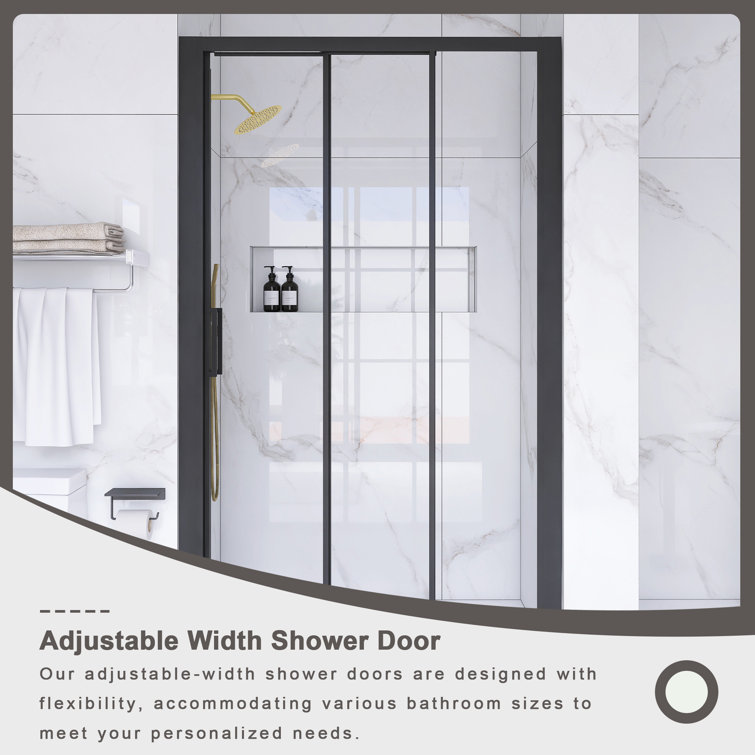 70" Matte Black Aluminum Semi-Frameless Sliding Shower Door