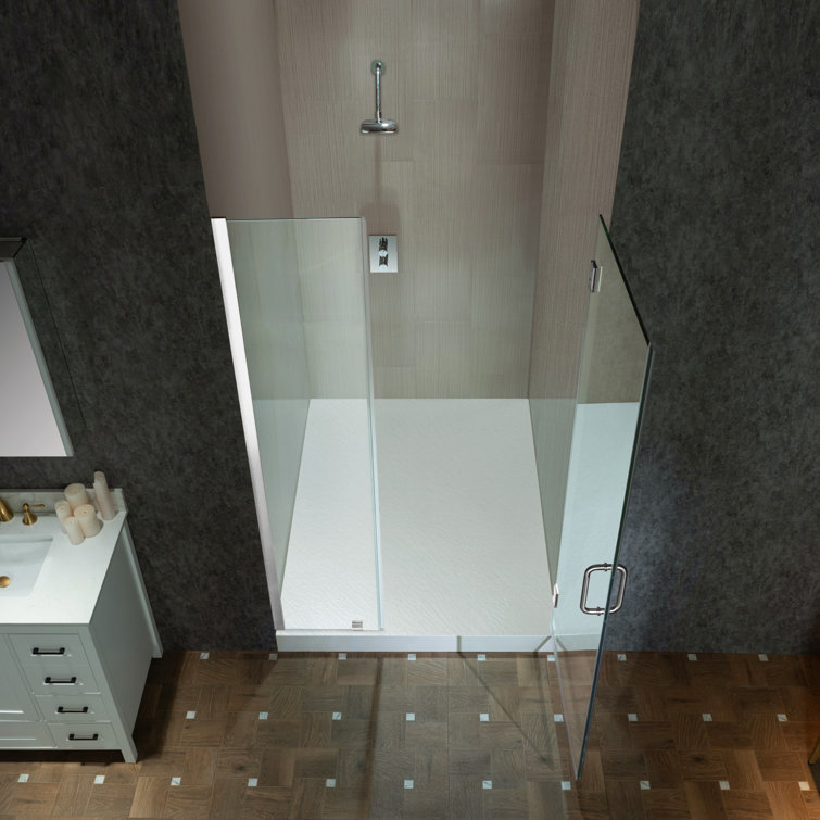 47" Chrome Frameless Pivot Shower Door with Clear Tempered Glass