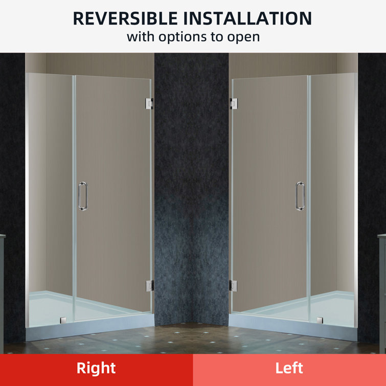 47" Chrome Frameless Pivot Shower Door with Clear Tempered Glass