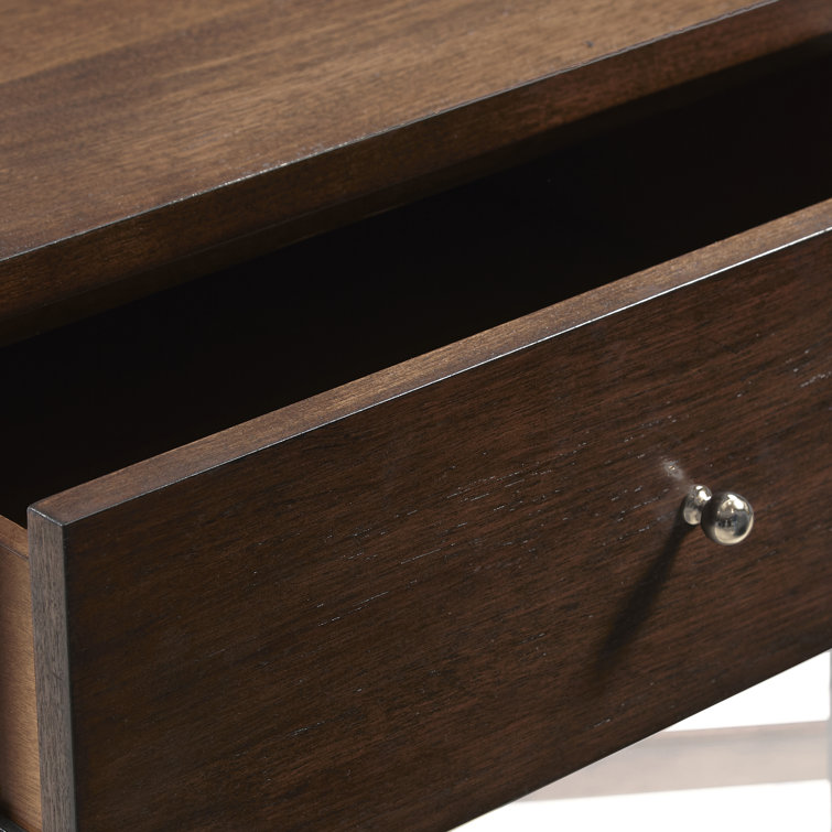 Modern Brown Wood Bar Cabinet with Glass Doors and Storage