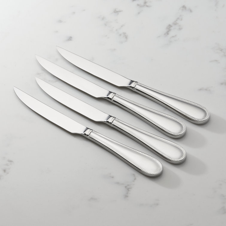 Lyndon Stainless Steel 4-Piece Steak Knife Set with Beaded Handle