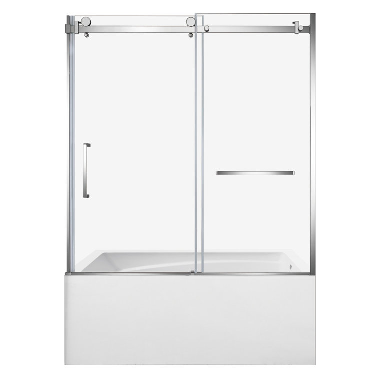 60-Inch White Acrylic Rectangular Alcove Tub with Polished Chrome Door