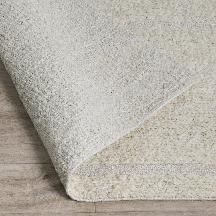 Sinclair Ivory Geometric Handwoven Wool Rectangular Area Rug
