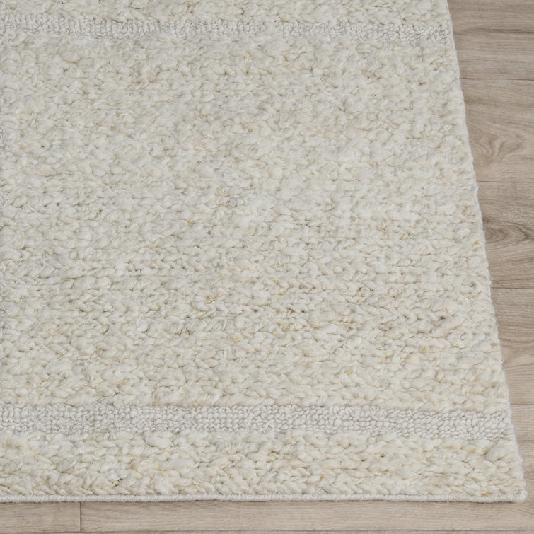 Sinclair Ivory Geometric Handwoven Wool Rectangular Area Rug