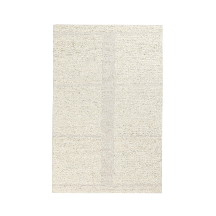 Sinclair Ivory Geometric Handwoven Wool Rectangular Area Rug