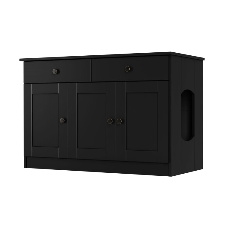 Palace Imports 100% Solid Wood Haajarah 3-Door Cat Litter Enclosure with 2-Drawers