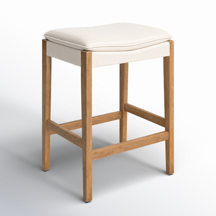 Natural Oak and Flax Backless Counter Stool