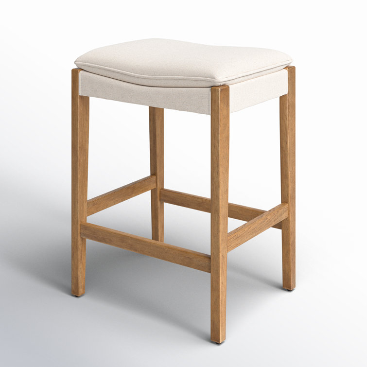 Natural Oak and Flax Backless Counter Stool
