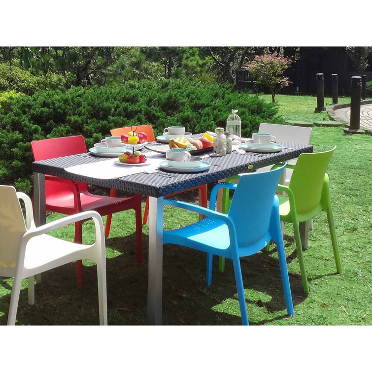 Alissa Green Stackable Resin Patio Dining Armchair Set