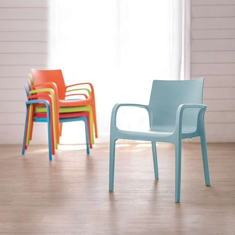 Alissa Orange Stackable Polypropylene Dining Armchair Set