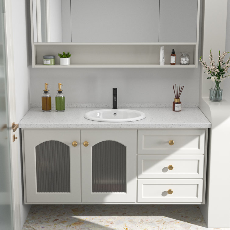 Glossy White Oval Ceramic Vessel Bathroom Sink