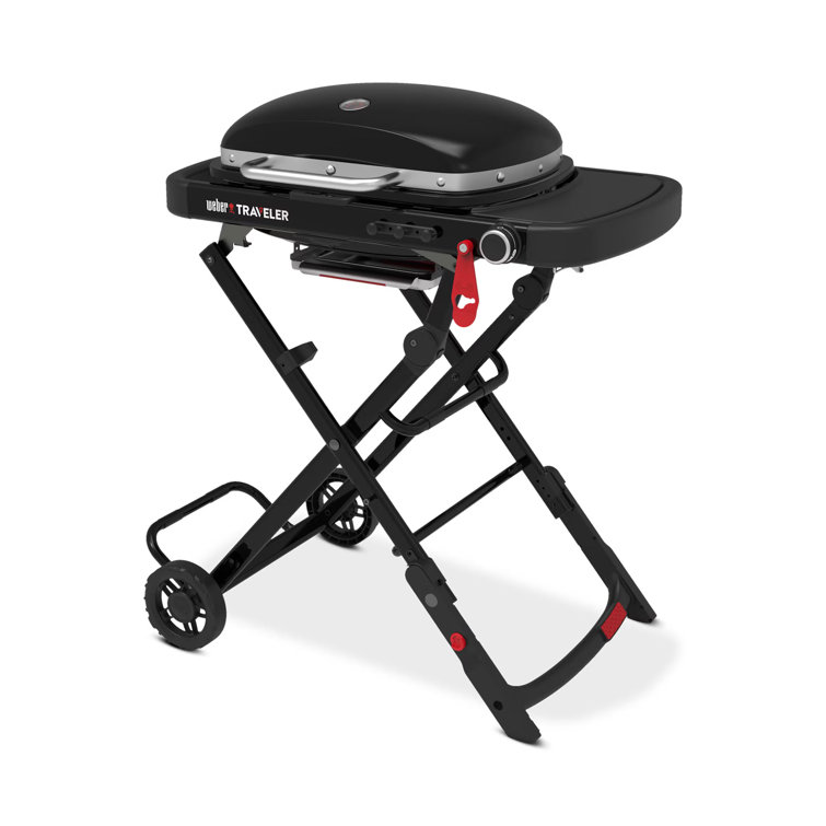 Compact Black Propane Gas Portable Grill with Lid Lock