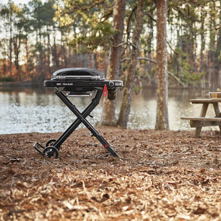 Compact Black Propane Gas Portable Grill with Lid Lock