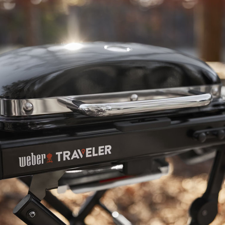 Compact Black Propane Gas Portable Grill with Lid Lock