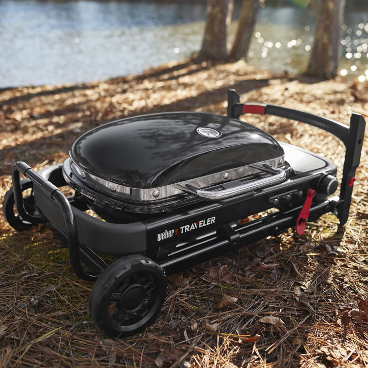 Compact Black Propane Gas Portable Grill with Lid Lock
