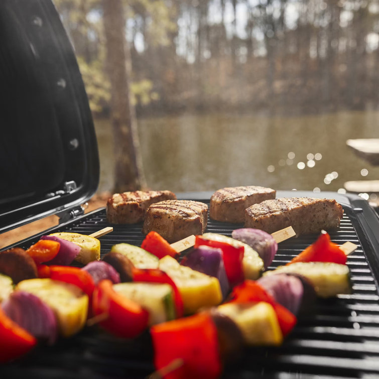 Compact Black Propane Gas Portable Grill with Lid Lock