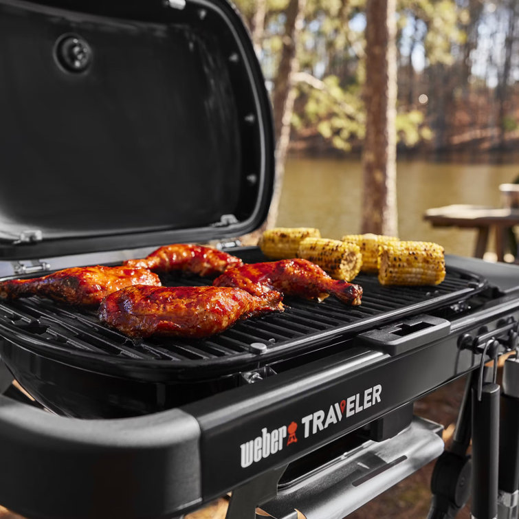 Compact Black Propane Gas Portable Grill with Lid Lock