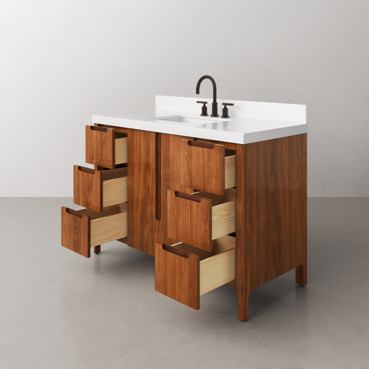 Sequoia 48" Noir Juglans Single Sink Vanity with Quartz Top