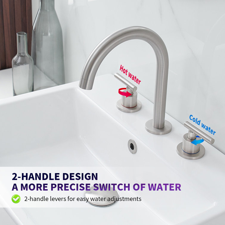 Brushed Nickel 8-Inch Widespread 2-Handle High-Arc Bathroom Faucet