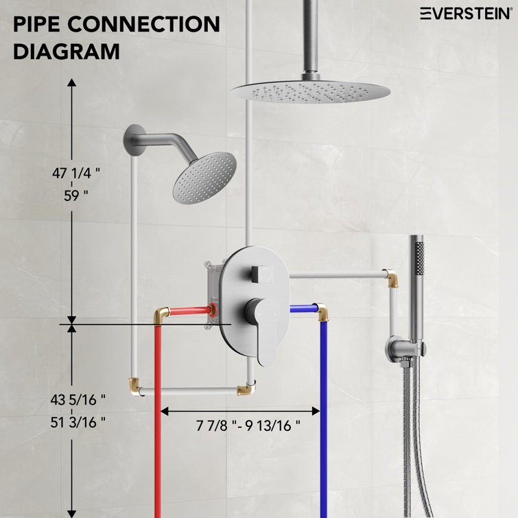 Brushed Nickel Dual Shower Head System with Handheld Spray