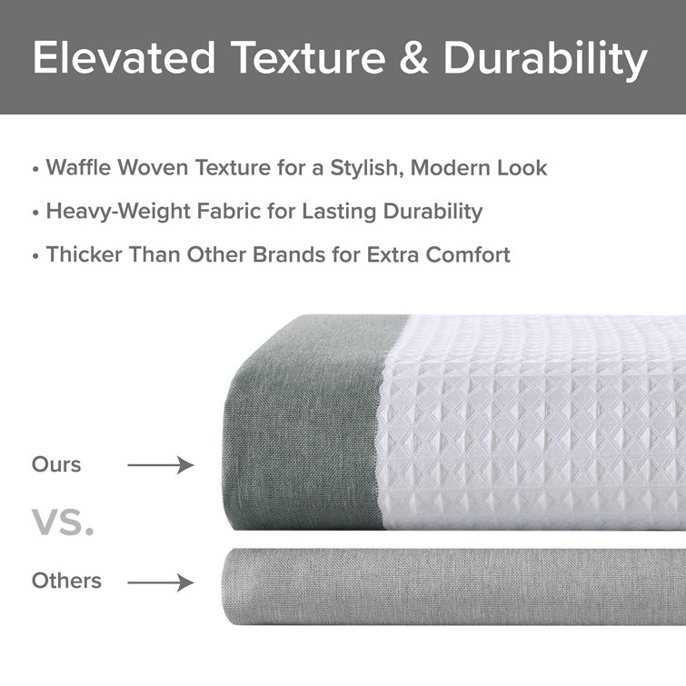 Charcoal and White Waffle Weave Fabric Shower Curtain, 72x72