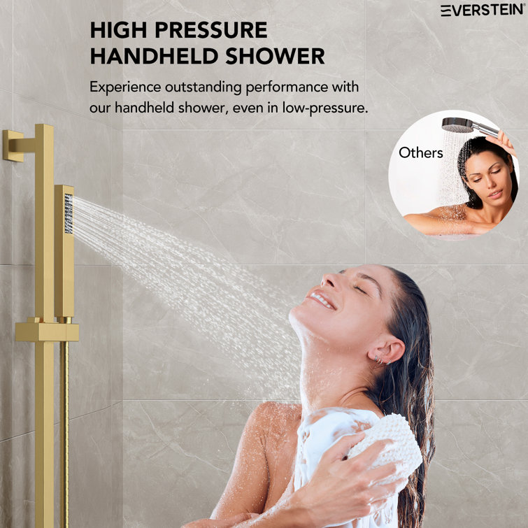 Brushed Gold Dual Shower Head System with Adjustable Handheld Spray