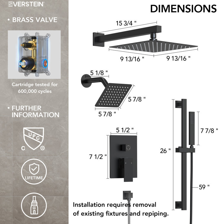 Matte Black Dual Shower Head System with Adjustable Handheld