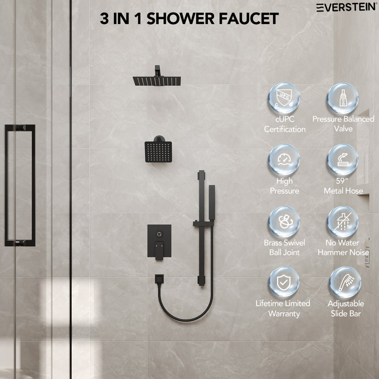 Matte Black Dual Shower Head System with Adjustable Handheld