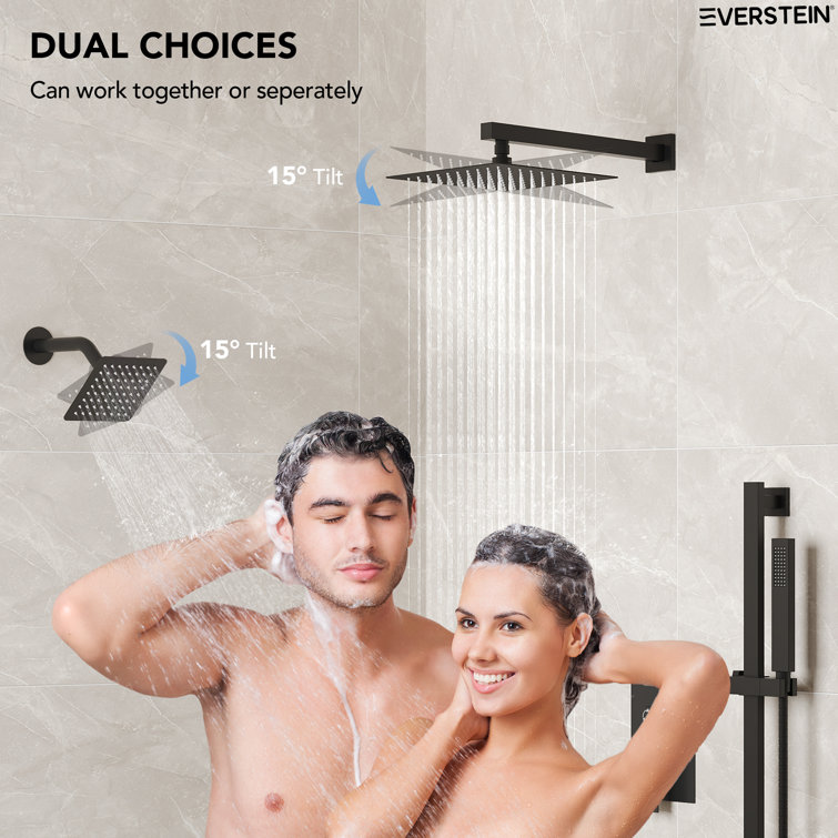 Matte Black Dual Shower Head System with Adjustable Handheld
