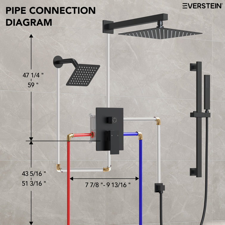 Matte Black Dual Shower Head System with Adjustable Handheld