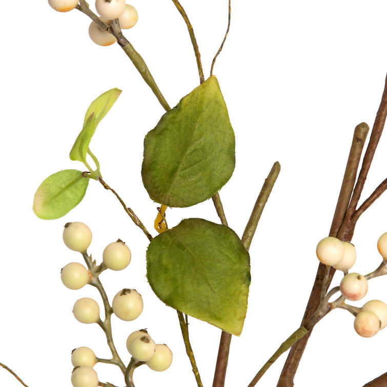 38" Green and Cream Artificial Berry Branch Sprays Set of 4