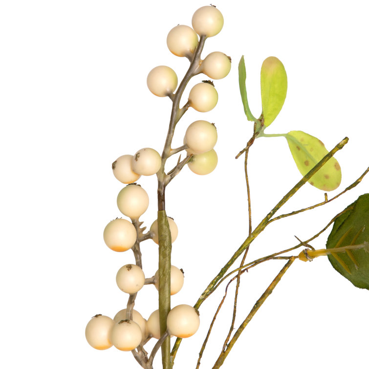 38" Green and Cream Artificial Berry Branch Sprays Set of 4
