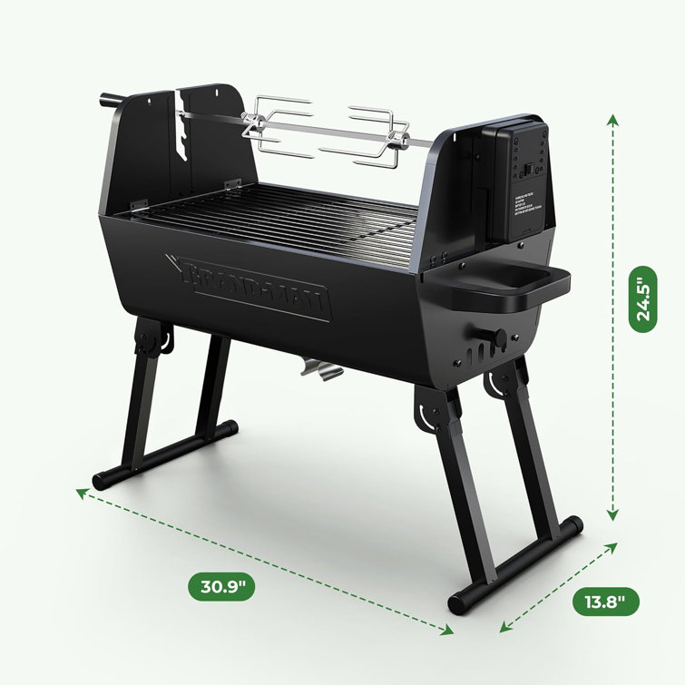 Portable Black Stainless Steel Charcoal Grill with Rotisserie
