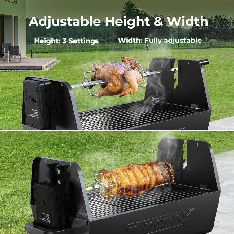 Portable Black Stainless Steel Charcoal Grill with Rotisserie