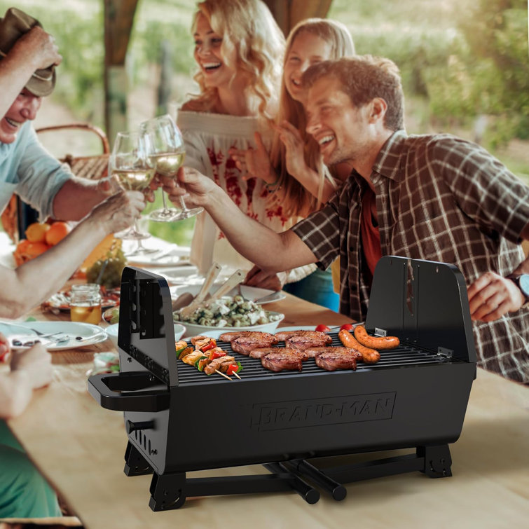 Portable Black Stainless Steel Charcoal Grill with Rotisserie