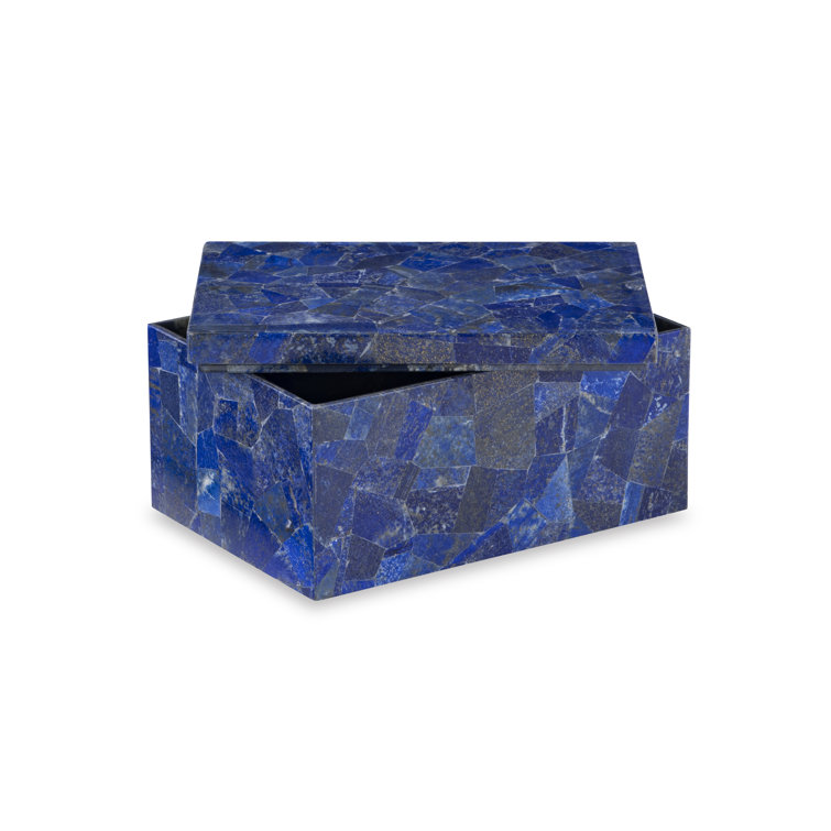 Handmade Lapis Lazuli Decorative Box with Mosaic Pattern