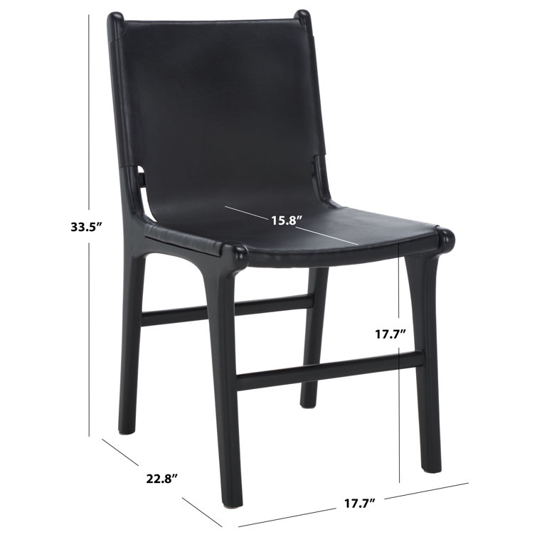 Cassaphina Black Leather Upholstered Teak Dining Chair Set