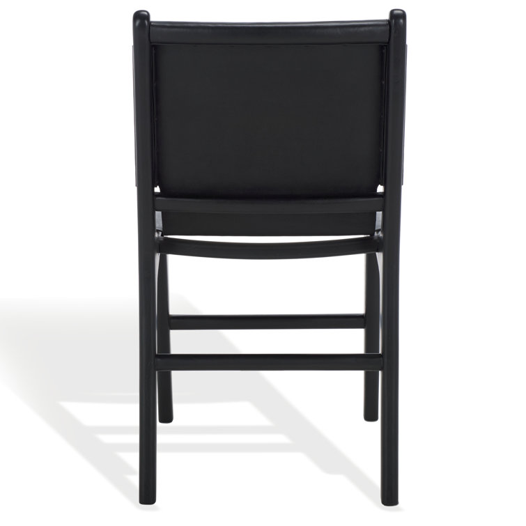 Cassaphina Black Leather Upholstered Teak Dining Chair Set