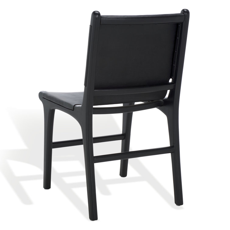 Cassaphina Black Leather Upholstered Teak Dining Chair Set