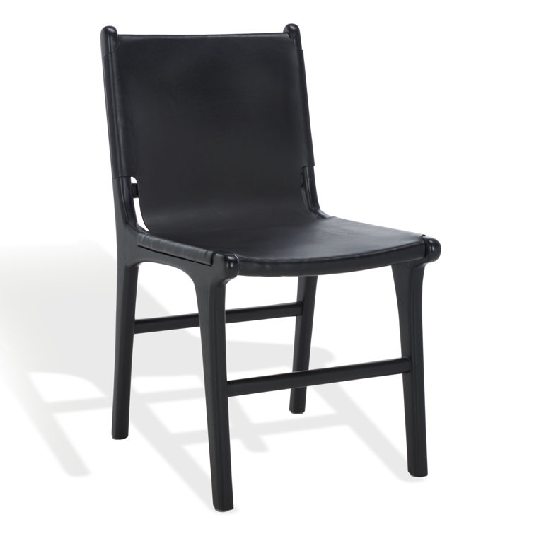 Cassaphina Black Leather Upholstered Teak Dining Chair Set